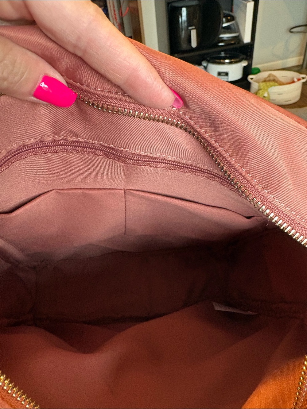 Haute Hippie Rust Nylon Crossbody Backpack with Tan Strap - Picture 8 of 16